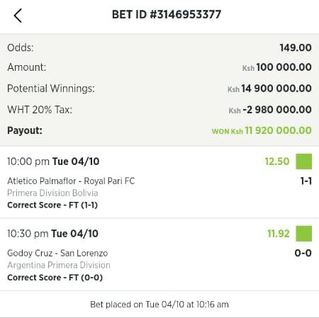 100% BETTING ODDS