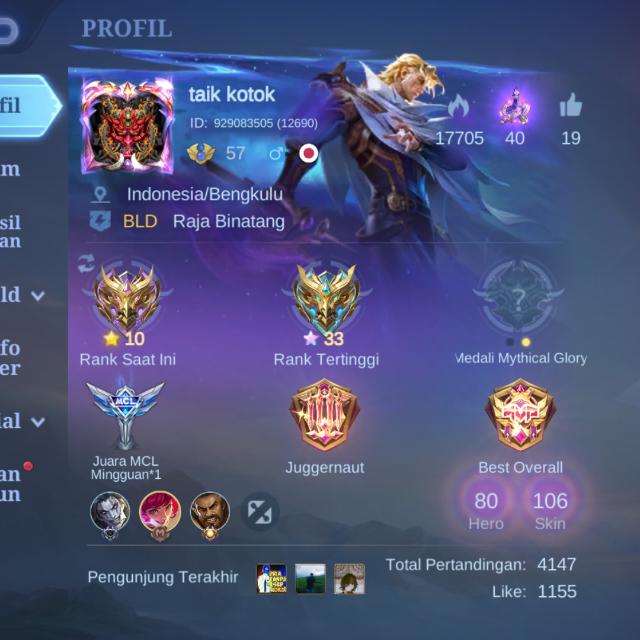 AKUN ML & FF FULL MAX SPEK TINGGI ?