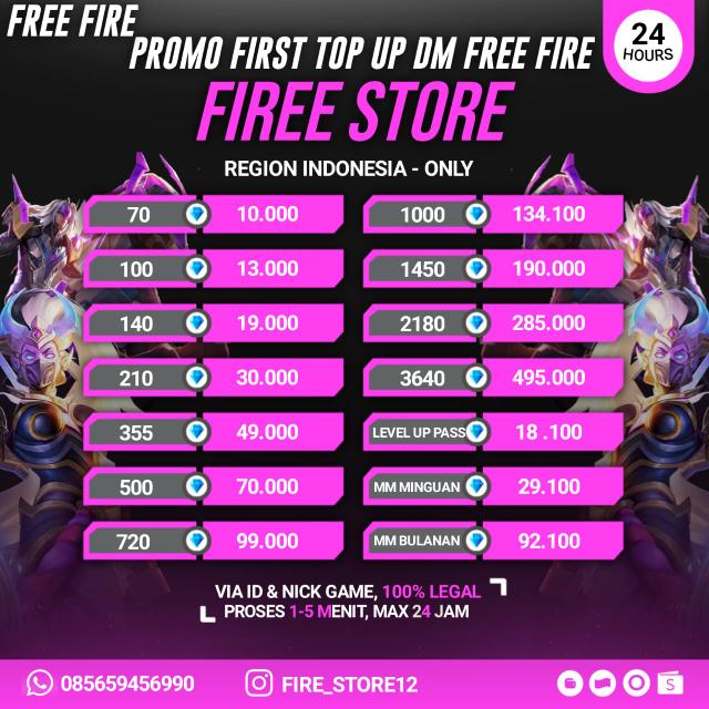 TOP UP FREE FIRE GAME RESS | FIREE STORE