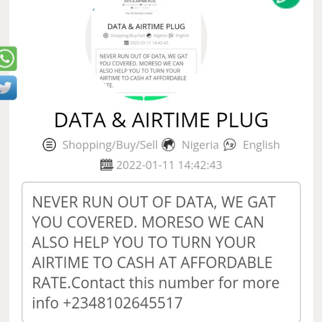 DATA AIRTIME PLUG Whatsapp group