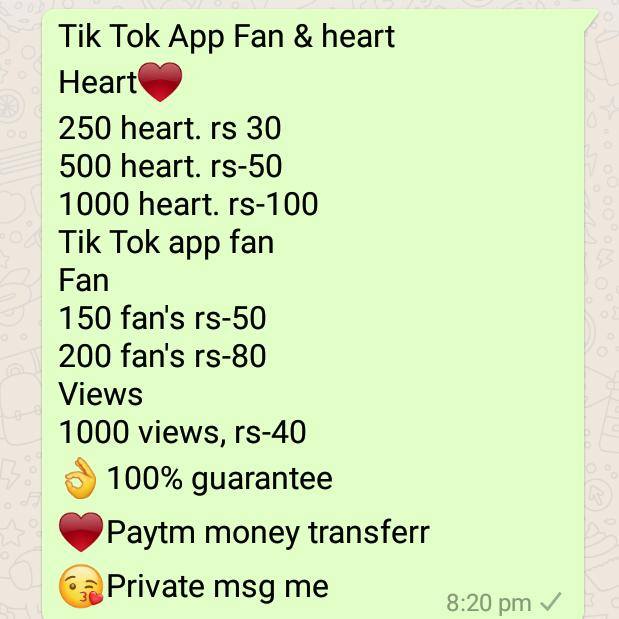 Tik tok app heart & fan