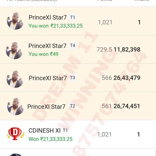 Dream 11 tame Whatsapp group