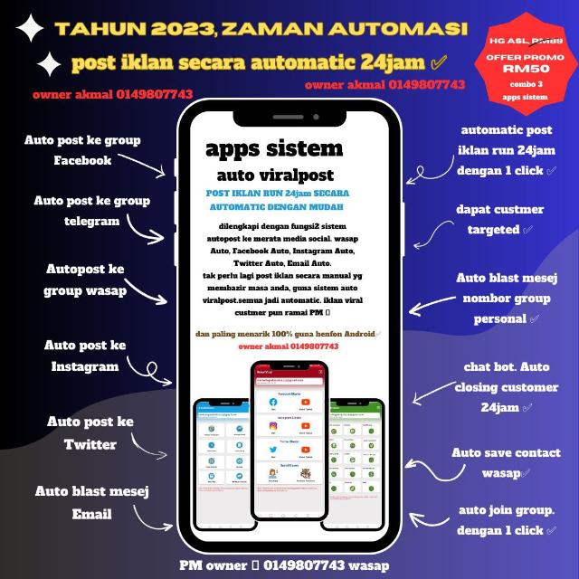 (App Auto Viralpost) Automasikan Marketing anda ke Whatsapp,Telegram, Whatsapp, FB,IG,Twitter,Email?