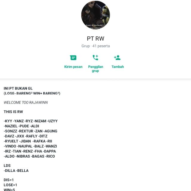 OPTES PT RW Whatsapp group